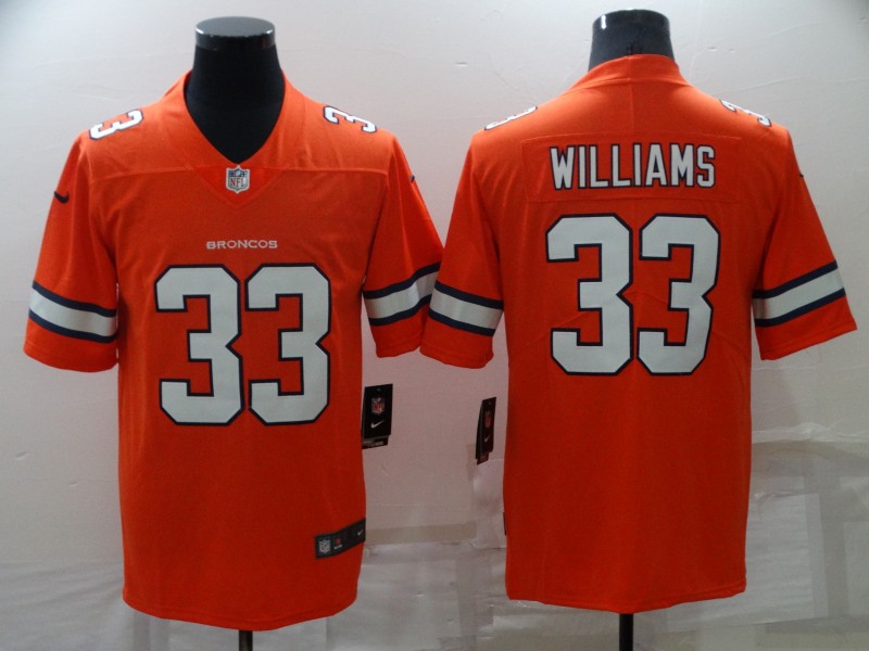 Men's Denver Broncos Javonte Williams #33 Orange Jersey
